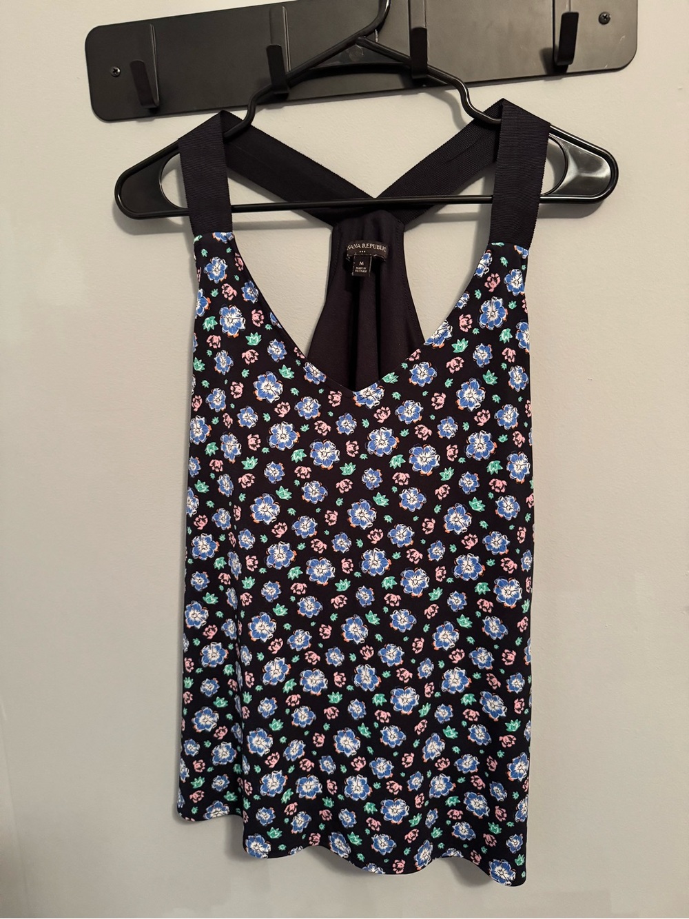 Banana Republic Blue Floral Racerback Tank Top